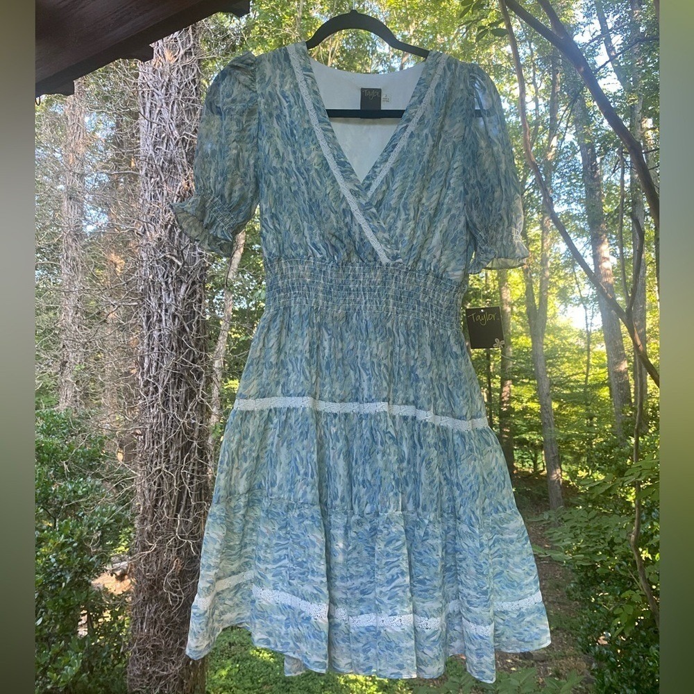 Taylor Cottagecore Romantic Festival Baby Doll Feminine Abstract Mini Dress - Picture 3 of 11